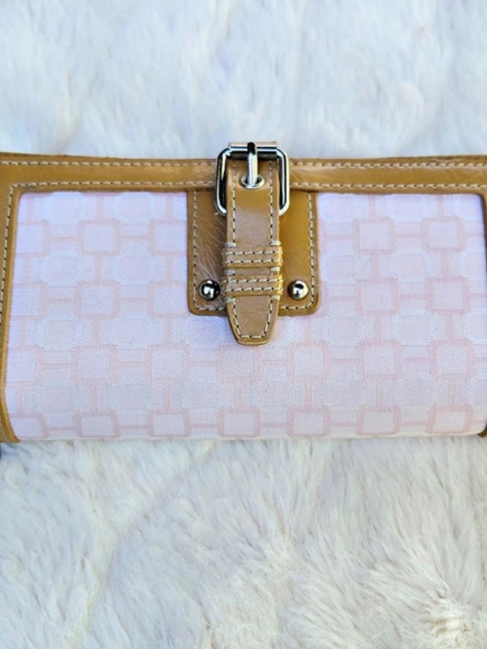 Geometric Wallet in Pink & Brown